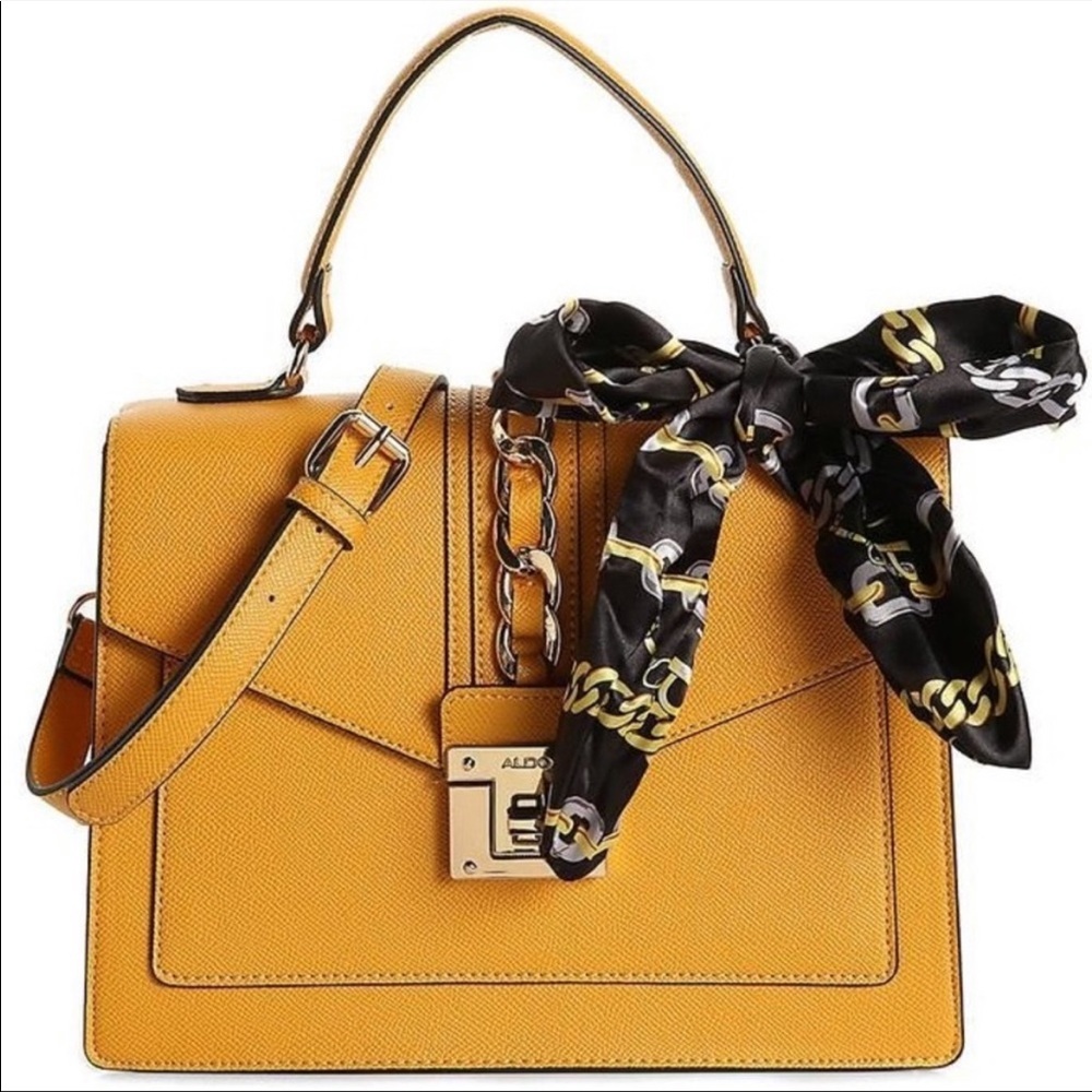 ALDO mustard yellow fold over top Handel satchel.